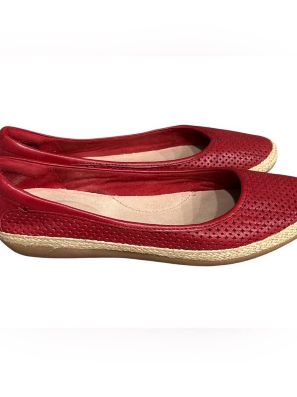 Clark’s Collection Danelly Adira Women’s Red Perforated Slip-On Espadrille Flats - Picture 2 of 9